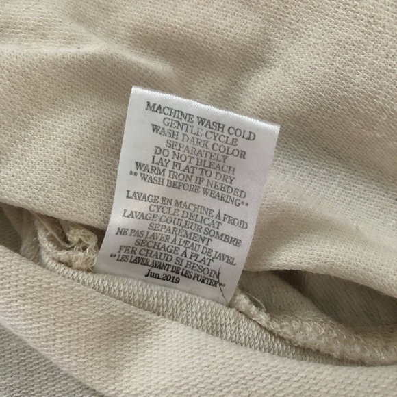 Z Supply High-Slit High-Low Long Sleeve Top XS Cream - Picture 7 of 9